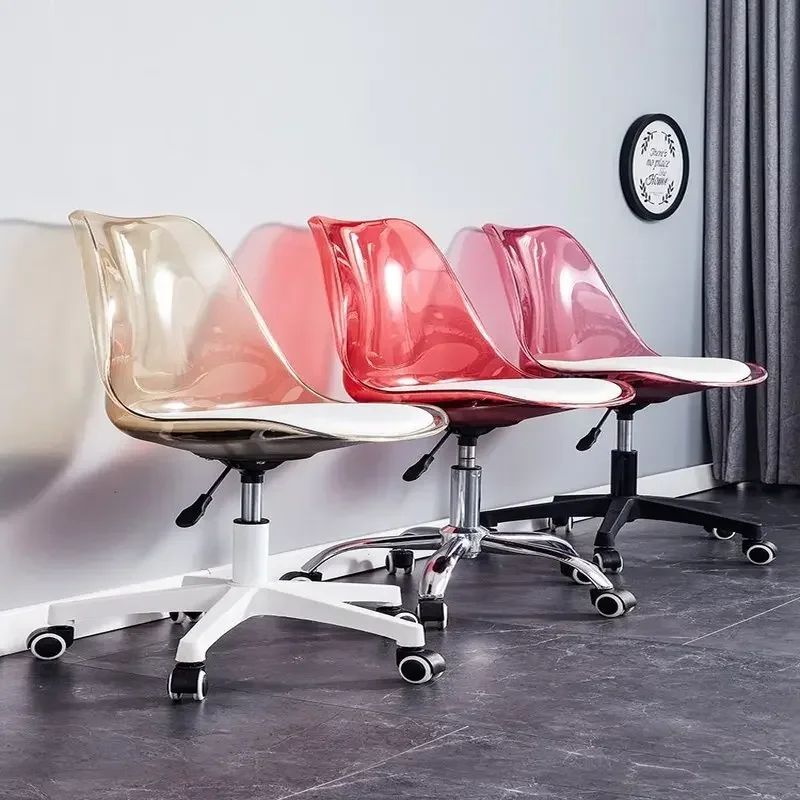 Transparent Office Chair Swivel Makeup Study Chair Liftable High Stool for Dormitory or Front Desk Student Study Chair