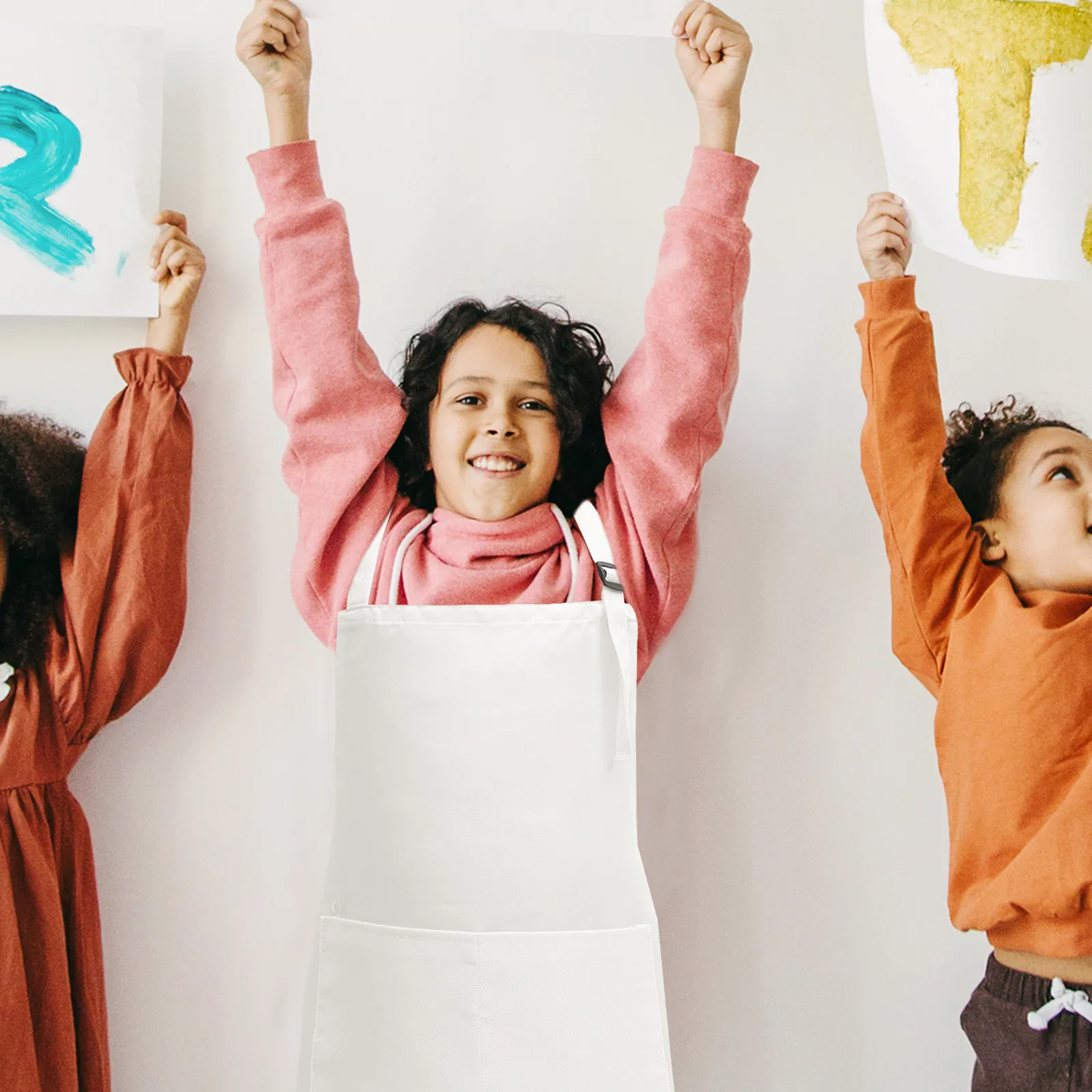 4Pcs Painting Apron Adjustable Polyester Art Apron for Drawing Crafting Cooking Reusable Stain Resistant