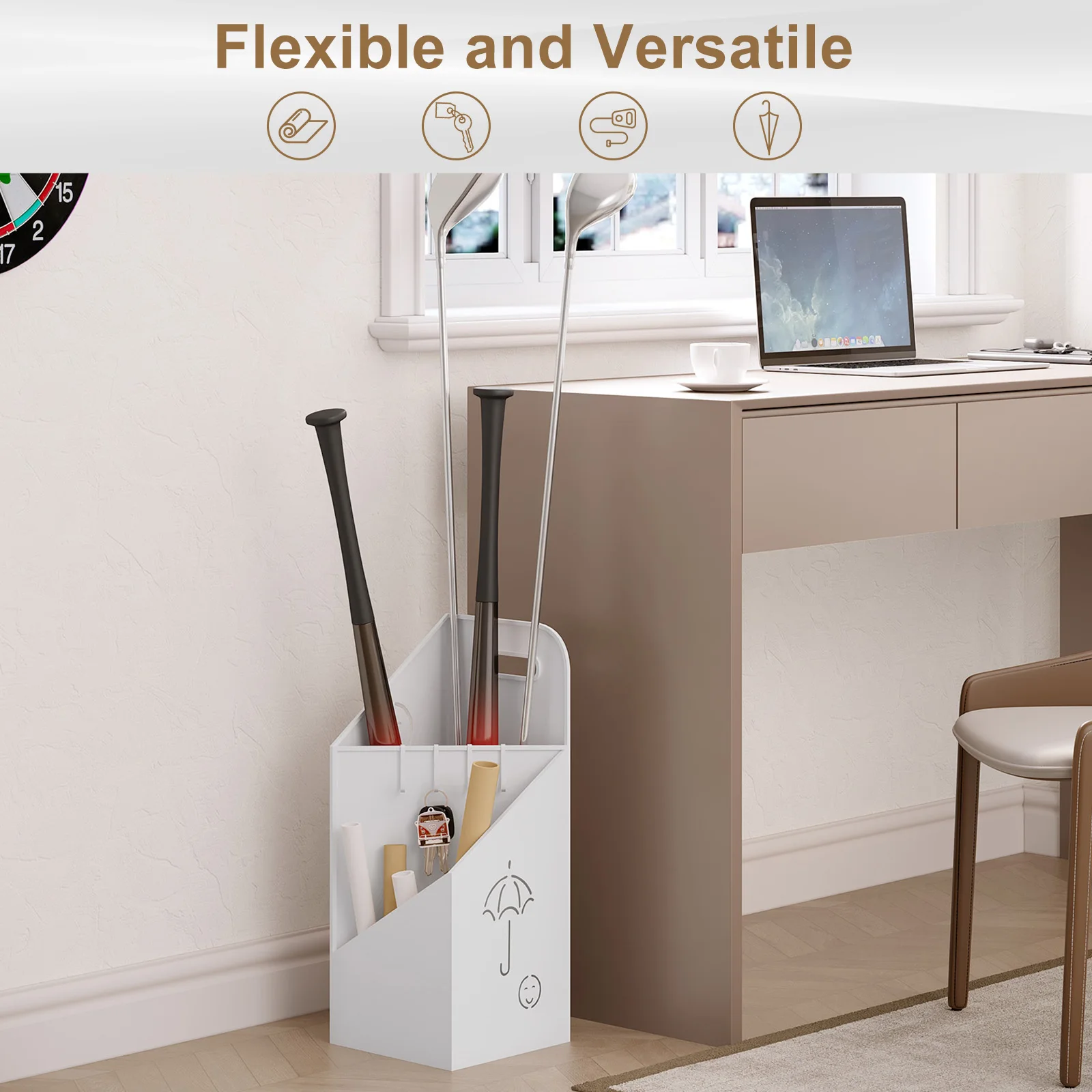 Portaombrelli 2 slot Portaombrelli modello scavato 20x49x20 cm con manico 4 ganci per corridoio