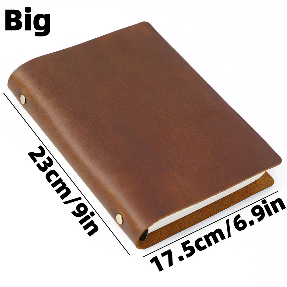 Retro Leather Cover Notebook Rings Binder 96 Papers Small Middle Big Size Note Book Journal Diary Sketchbook Planner Stationery