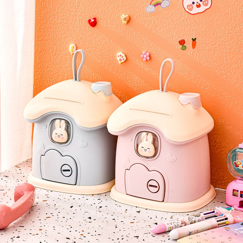 High quality plastic cute mushroom house safe piggy bank children's piggy bank and piggy bank suitable for children's desktop