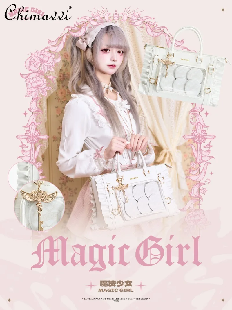 Original Japanese Style Sweet Girl Handbag Crossbody Pearl Pain Bag Commuting Large Capacity Elegant Princess Women's Bag