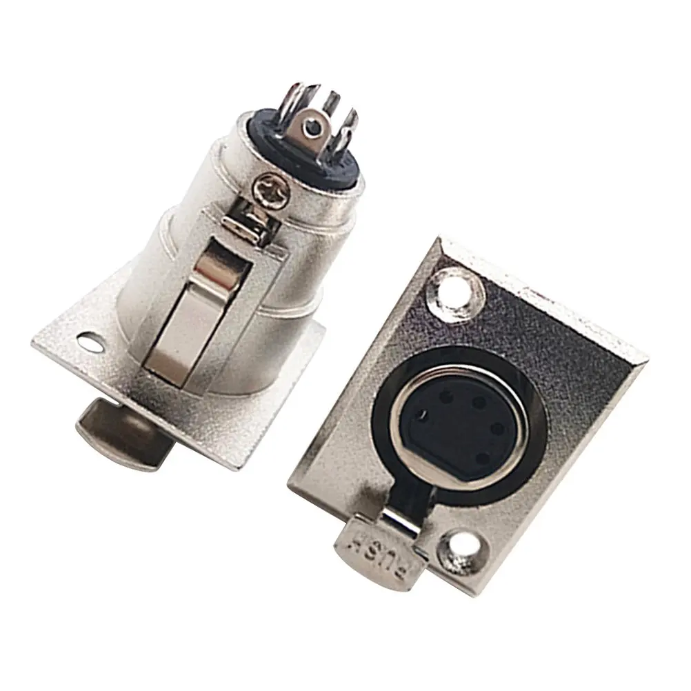 2Pcs Xlr Female Panel Connector 5-Pin Audio Speaker Adapter Stable Microphone Socket Chassis Mount Sound Accessory