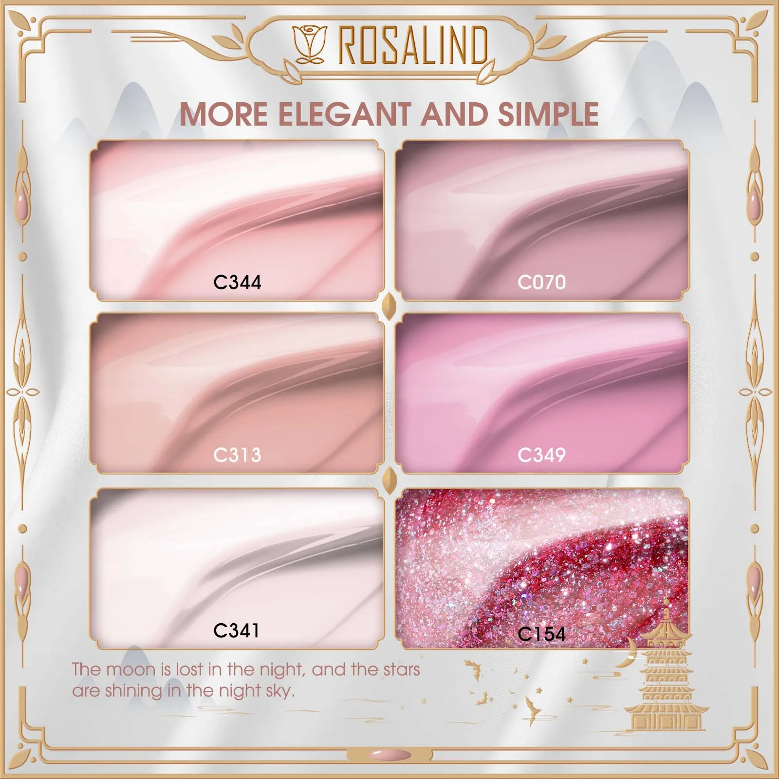 ROSALIND Smalto per unghie rosa Set da 6 pezzi Lampada UV Vernici semipermanenti Soak Off Matt Top Coat Effetto per Nail Art Design Nail Gel