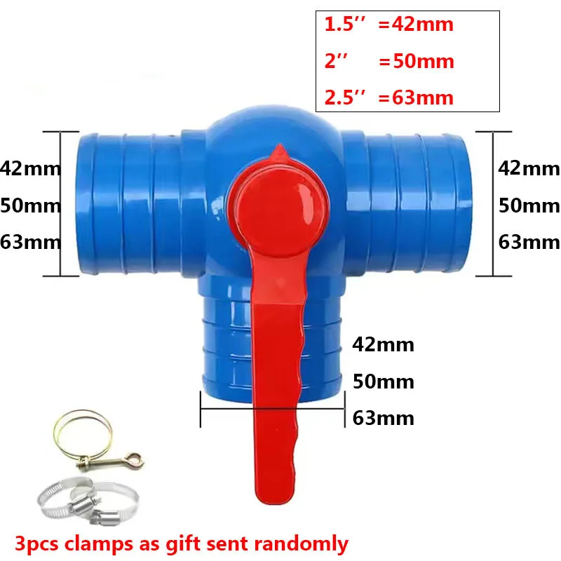 1.5'' 2'' 2.5''water ball valve Three way Connectors for Agricultural micro-spray belt accessories irrigation