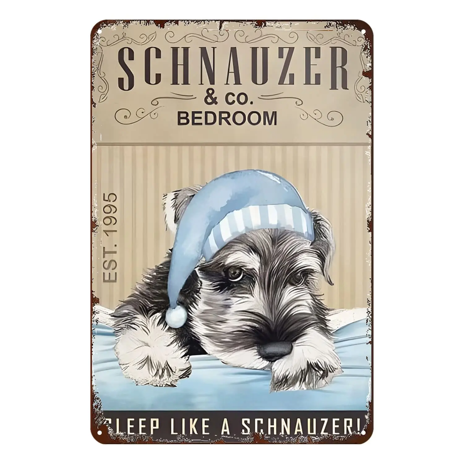 Aenaon Vintage Tin Sign Schnauzer Bedroom Retro Home Kitchen Bar Rustic Wall Decor Funny Decor Sign 5.5x8 Inches