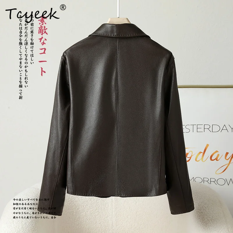 Tcyeek Top Layer Sheepskin Spring Autumn Korean Version Slimming Fang Ling Women's Genuine Leather Jacket Женская Кожаная Куртка