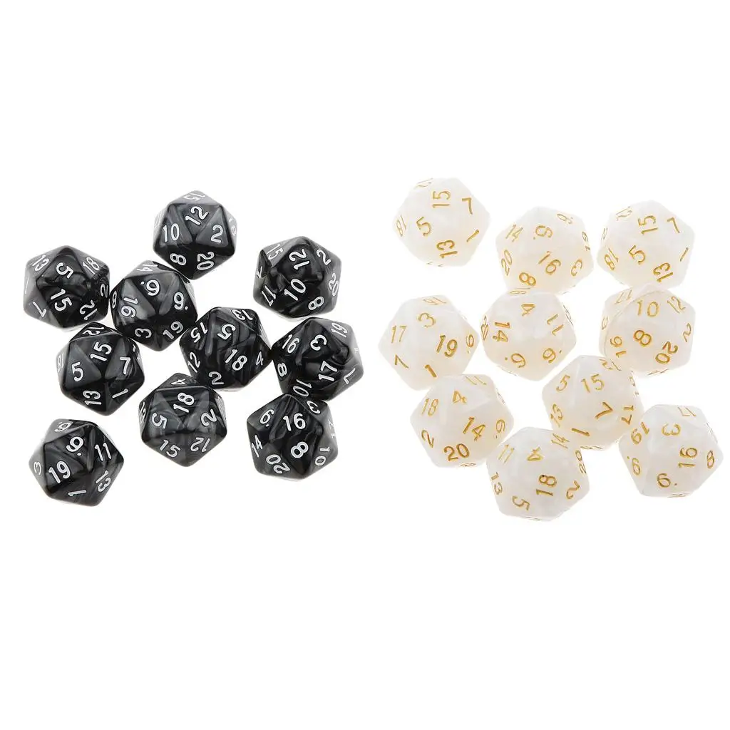 Set of 20 Assorted Polyhedral Dice for DND Roleplaying Games