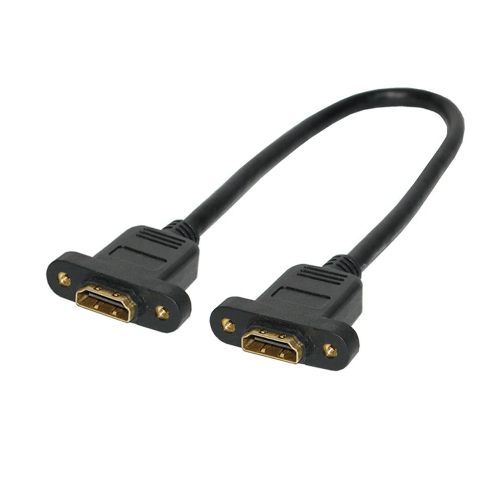 High Quality HDMI Compatible Converter Adapter Cable Extension Plug with Panel Hole v2.6 Black 30cm