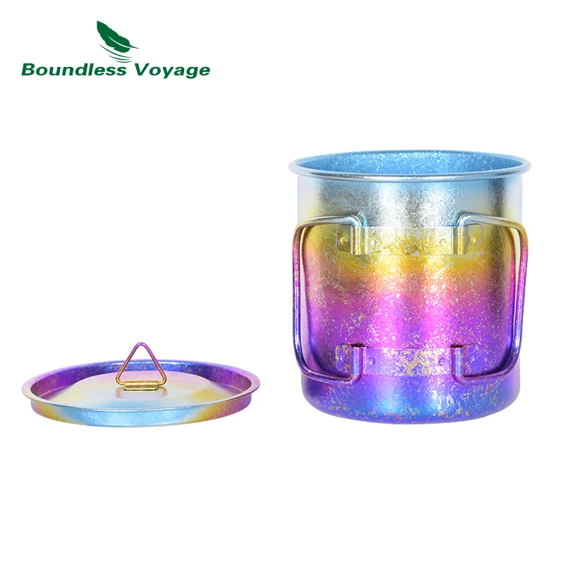 Boundless Voyage 450ml Outdoor Camping Titanium Mug Colorful Tea Coffee Cup with Lid Travel Drinkware Single Layer Mug