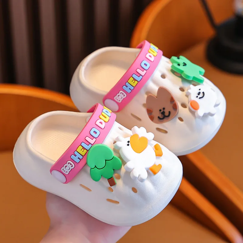 Summer New Children's Shoes Cold Slippers Indoor Non -slip and Soft Bottom Comfort Cute Baby Hole Shoes Boys Girls Home Slippers