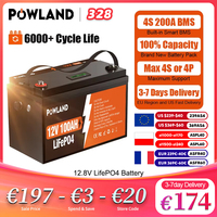 POWLAND 12V 24V LifePO4 Battery 300AH 200AH 100AH BMS Rechargeable lithium Pack Grade A Cell RV Golf Cart Boat Solar Tax Free