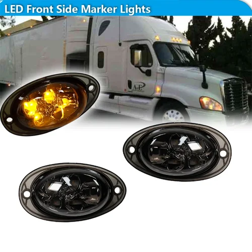 Para Freightliner Cascadia Semi-Truck 2008-2017 LED ámbar guardabarros de cabina delantera de coche marcador lateral luces de señal de giro luces de liquidación