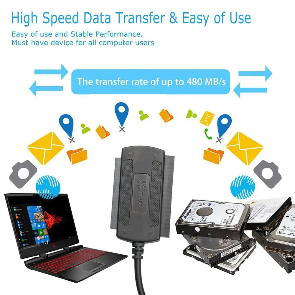SATA to USB 2 SATA IDE Adapter Cable PATA IDE to USB Converter for 2.5 3.5 Inch SSD HDD with AC Adapter Support Windows MAC OS image 4