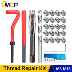 CMCP 25Pcs Thread Repair Kit M3 M4 M5 M7 M8 M14 M16 For Restoring Damaged Threads Coil Drill Tool Hand Tools