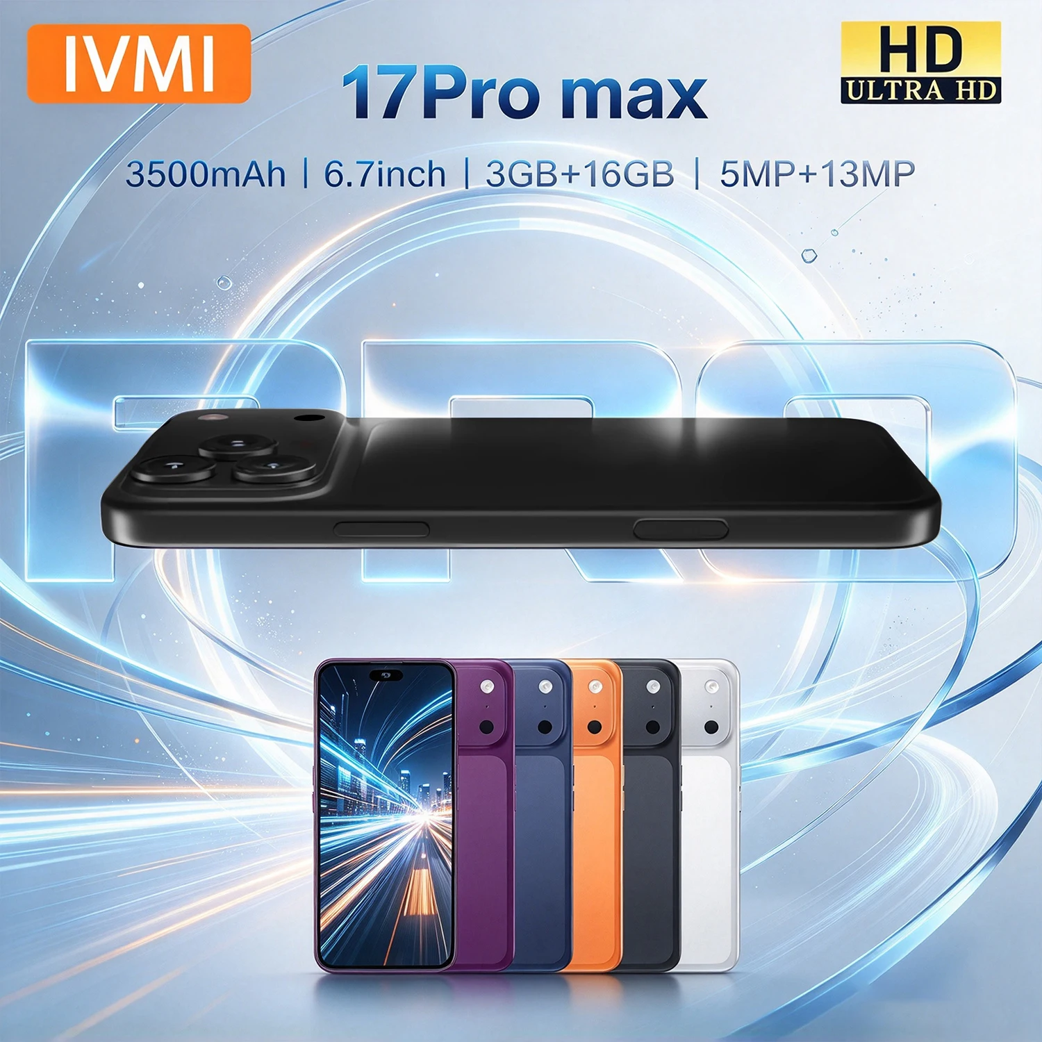 2026New IVMI 1 7PROMAX Dual SIM Dual Standby unlocked mobile phone 6.7-inch 3GB+16GB memory Android phone Google Play Bluetooth