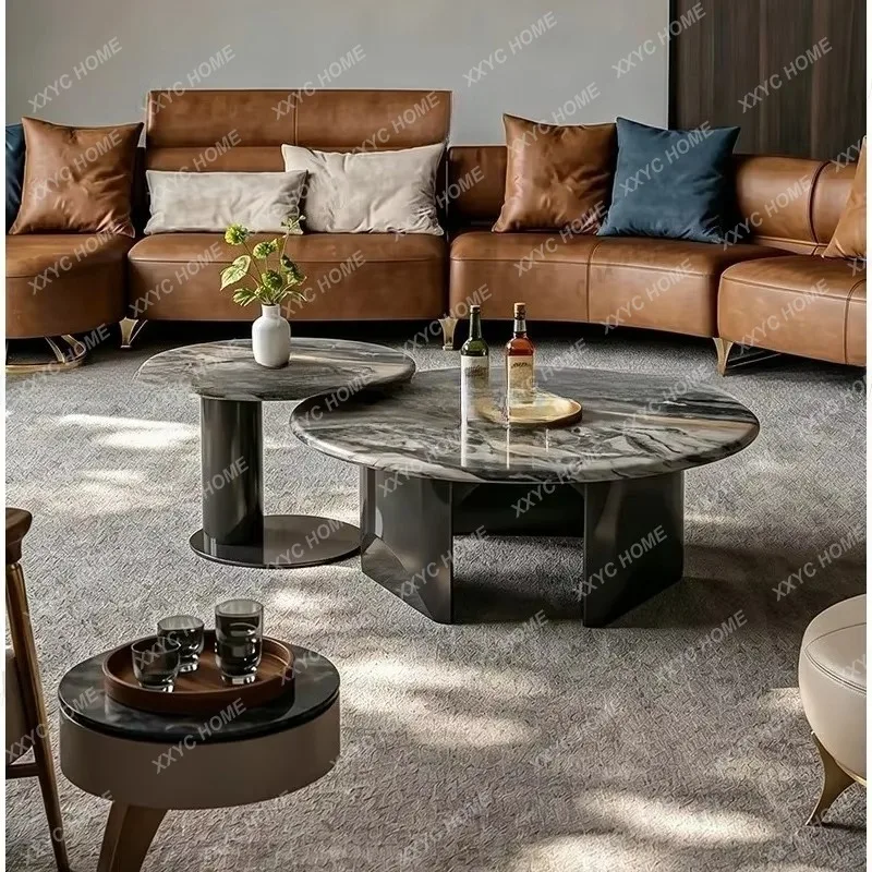 XXVenice brown luxury stone coffee table light luxury  living room natural marble table