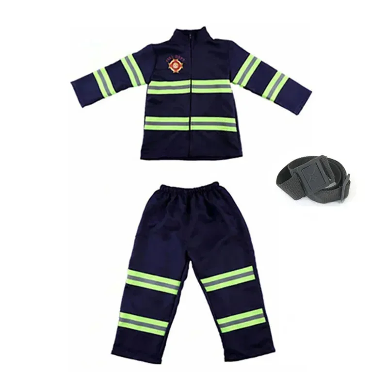 Halloween Cosplay Kids Firefighter Uniform Children Sam Fireman Role Work Clothing Suit Boy Girl Performance Party Costum Coslao - view 5
