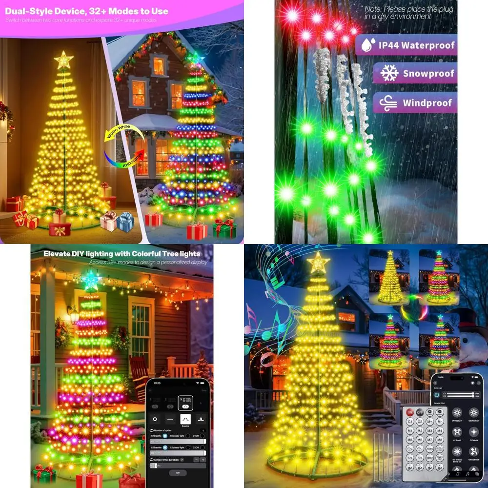 

Конусная рождественская елка длиной 7 футов со светодиодной подсветкой, 30 режимами, 391 вариантов цвета, приложение и пульт дистанционного управления, таймер, синхронизация музыки, подходит для внутреннего и наружного применения