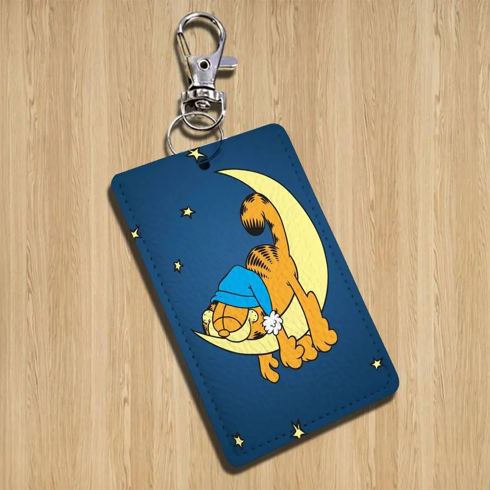 Glotão g-garfields bonito dos desenhos animados cantor anime cartão chaveiro moda pingente saco id porta cartão caso cartão de ônibus bonito adulto