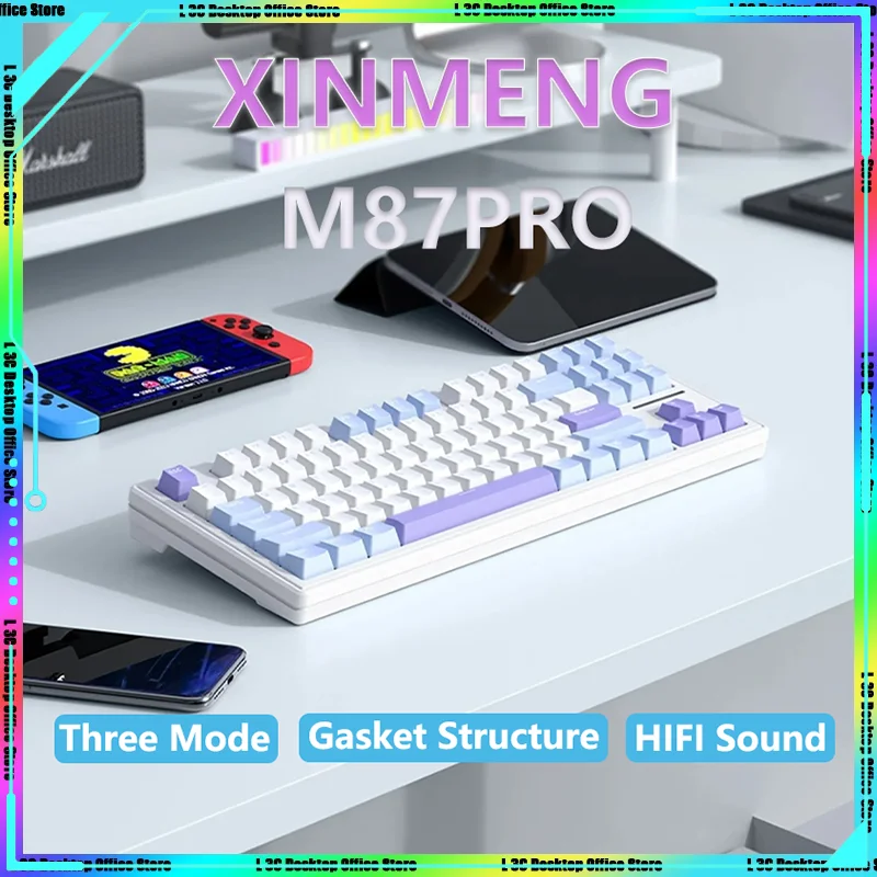 

Xinmeng M87PRO Customized Mechanical Keyboard Tri-mode 2.4g Wireless Bluetooth Hot-swap Rgb 87 Keys Gasket Full Key No Conflict