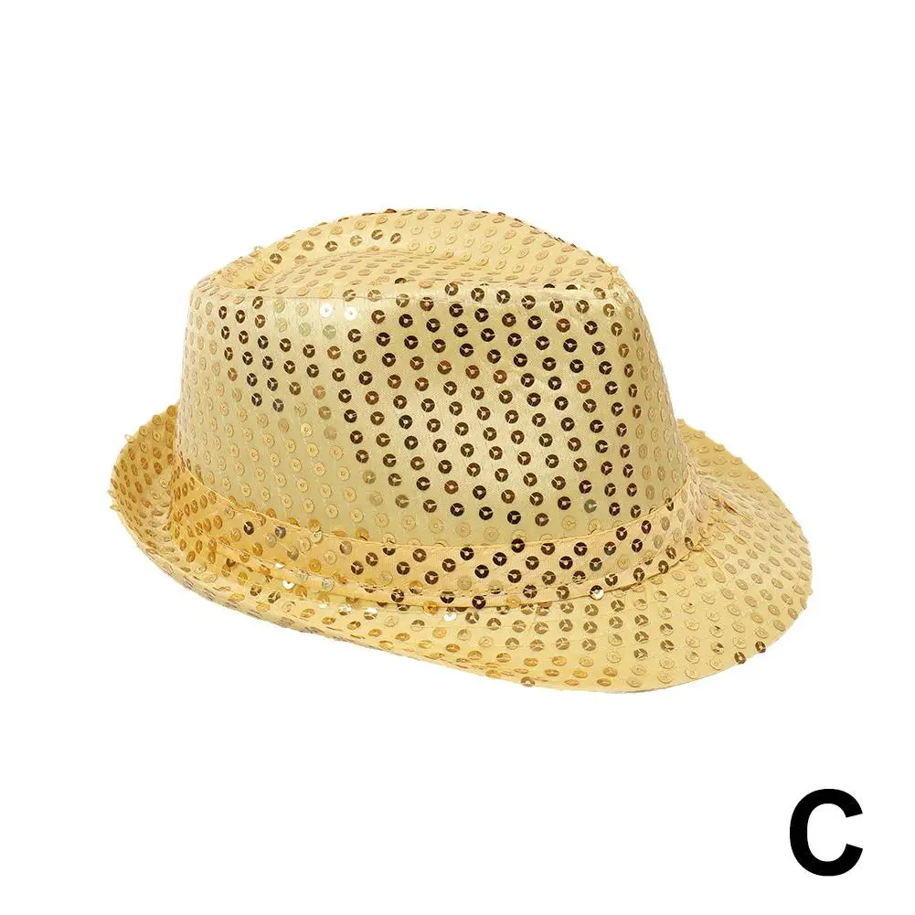 Sombrero de Jazz con lentejuelas brillantes para hombre y mujer, gorros de vaquero con purpurina, accesorio de juego de rol, espectáculo de baile, Hip Hop, cuentas brillantes para fiesta y actuación, L8G5
