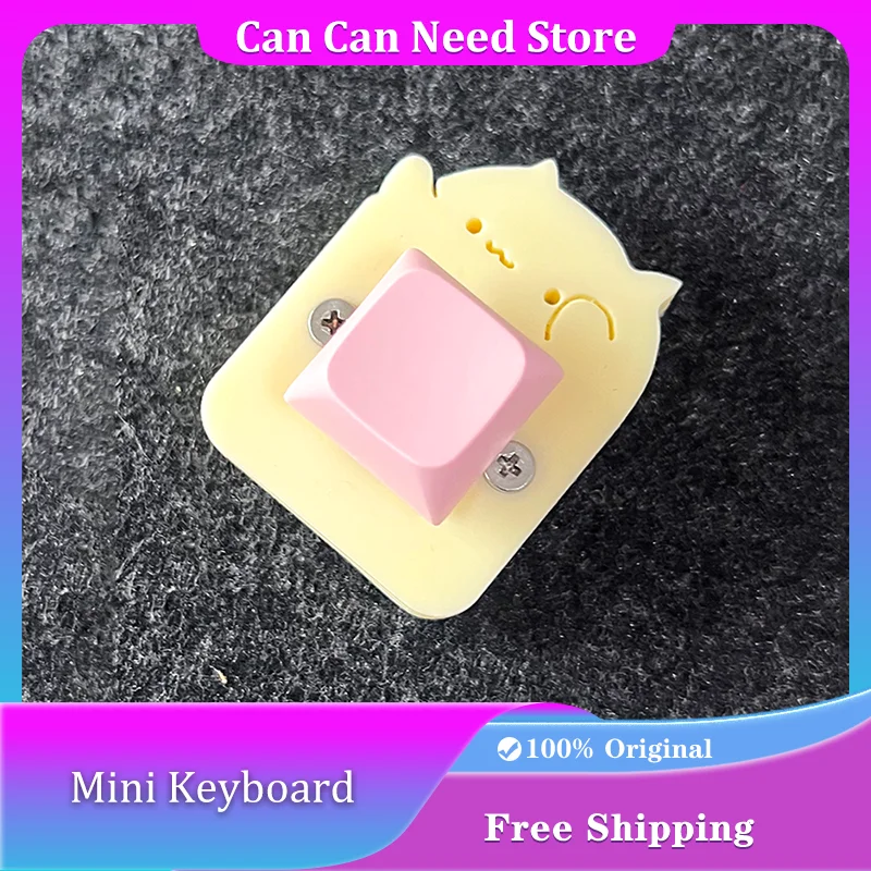 Mini 1Key Funny Keyboard Cute Cat Single-Key Keypad Wired One-Click Copy-Paste Customizable Shortcut Office Keyboard Kawaii Gift