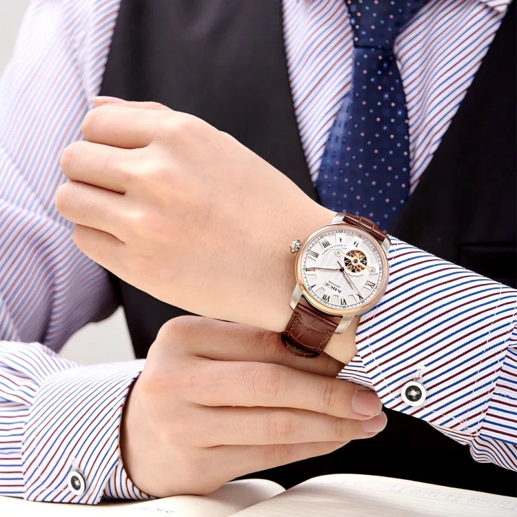 MIGE الأصلي ميوتا ساعات رجالية ميكانيكية أوتوماتيكية ساعة مقاوم للماء فاخرة مضيئة الهيكل العظمي ساعة اليد الفولاذ المقاوم للصدأ