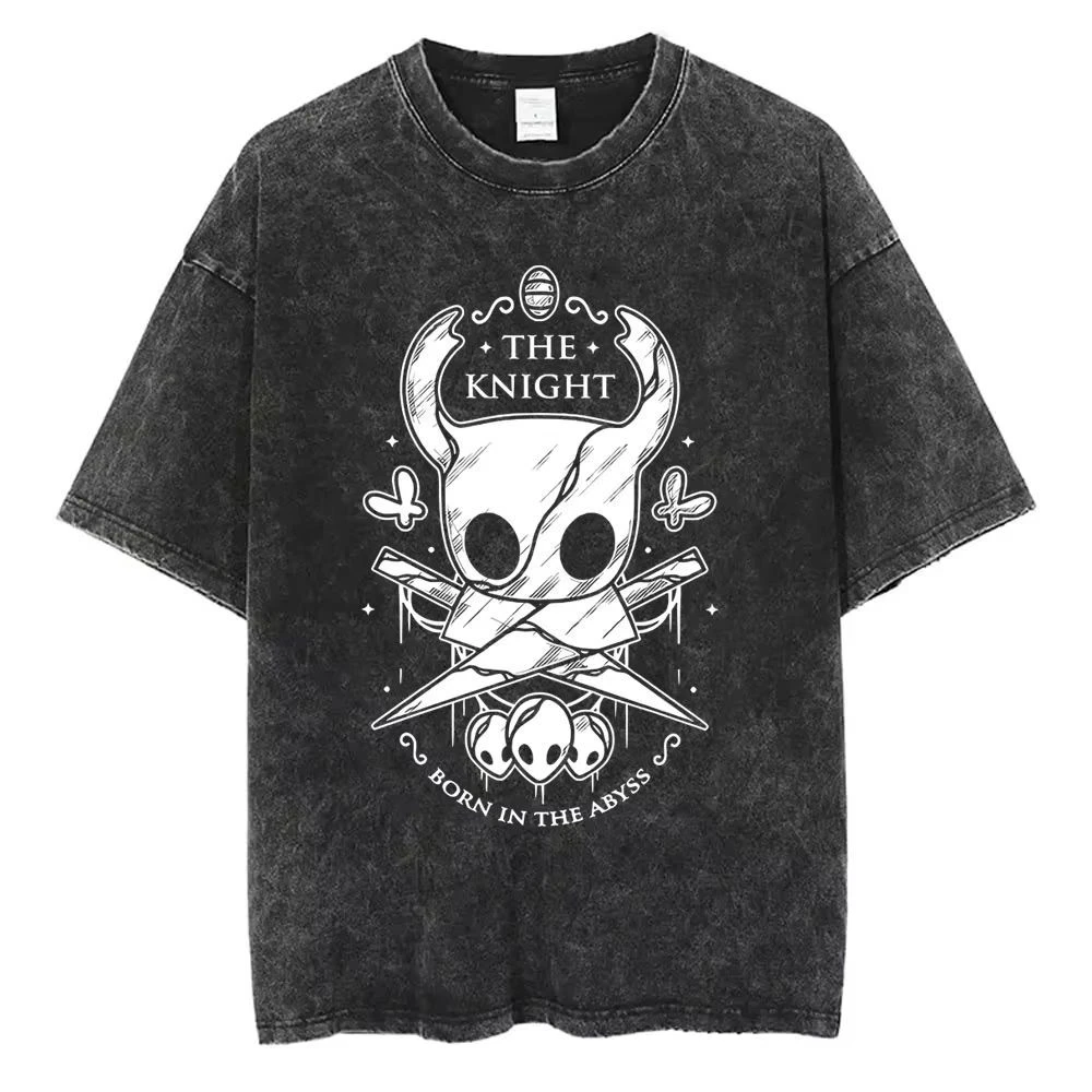 Summer New Hollow Knight‌ Game-related Washable and Aged Short-sleeved T-shirts Loose Retro and Trendy Brand Half-sleeved