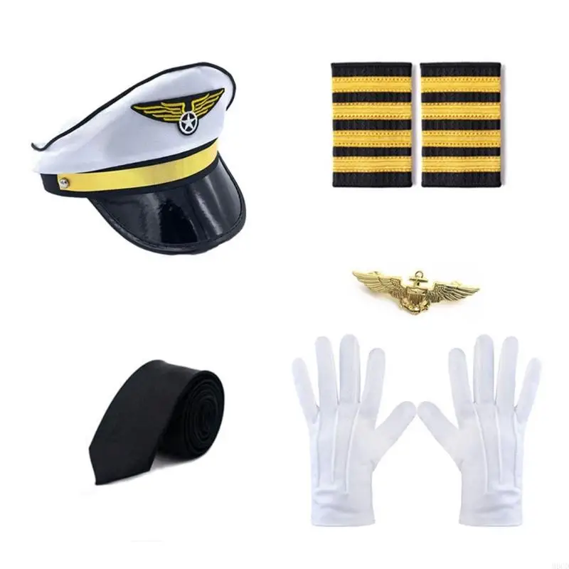 M6CD航空会社のキャプテンコスチューム客室乗務員ロールプレイ衣装航空会社Stewardess Cosplay accessoy for women men halloween