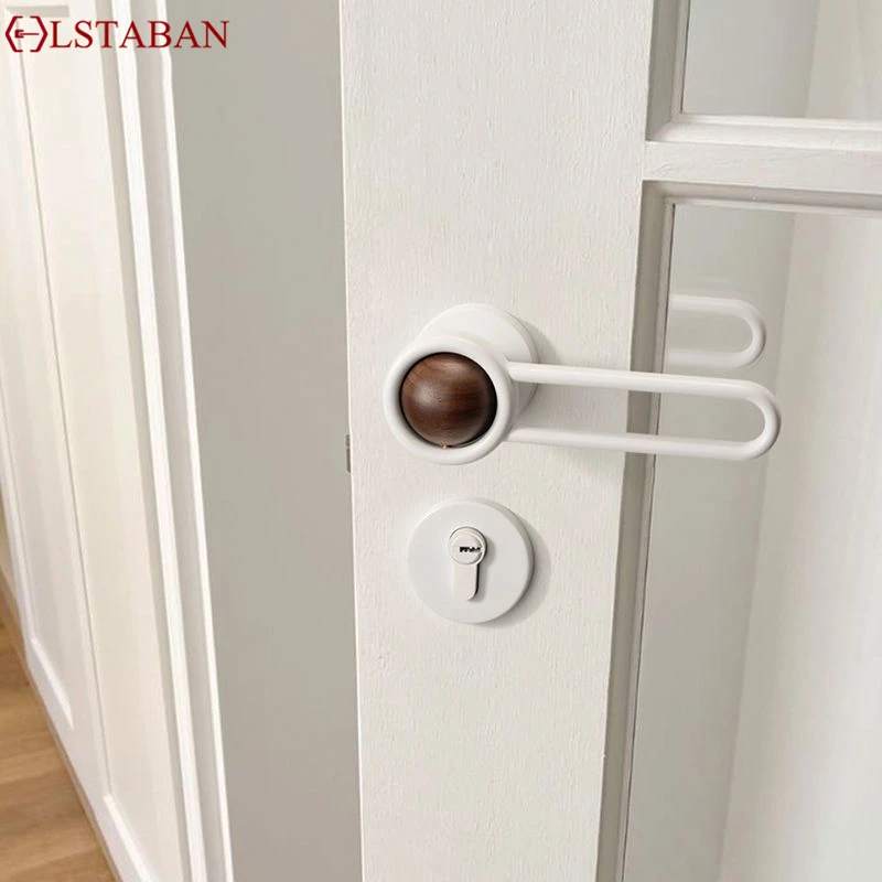 Interior Zinc Alloy Silent Anti theft Door Lock Creativity Walnut Door Handle Bedroom Children Room Split Mechanical Home Locks