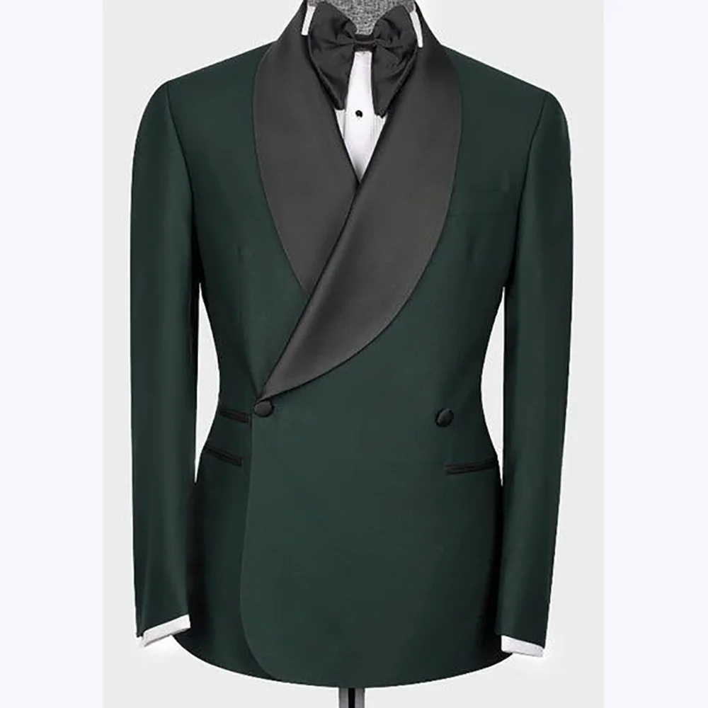 

Elegant Men's Suits Balck Shawl Lapel Outfit Two Button Casual Blazer Groom Wedding Waistcoat Daily Office Male Clothing 1 Piece