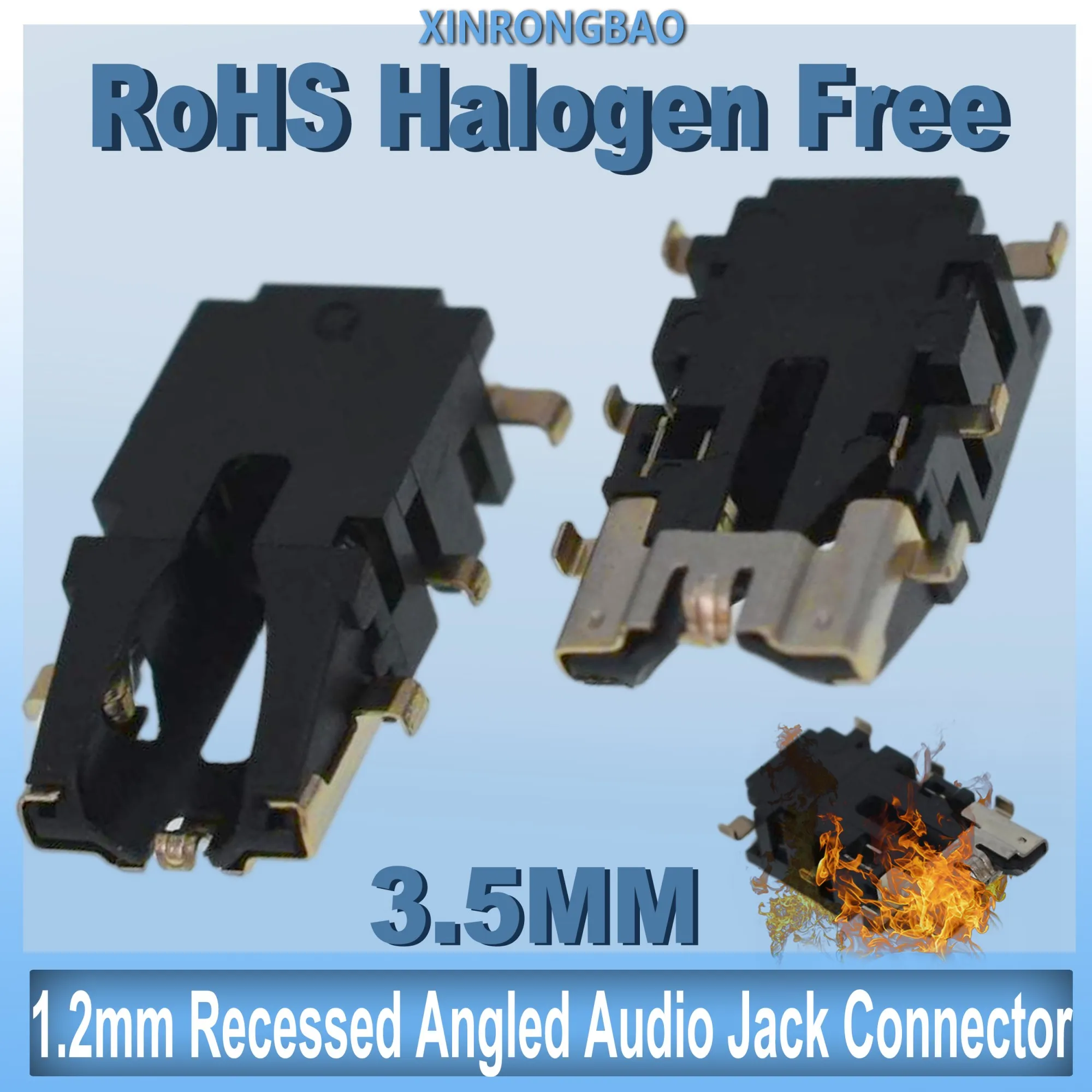 J306 1.2mm Recessed 6P Angled Audio Jack Connector SMT Surface Mount for Sound Card Wearable Ultra Thin Electronic Device10V0.5A