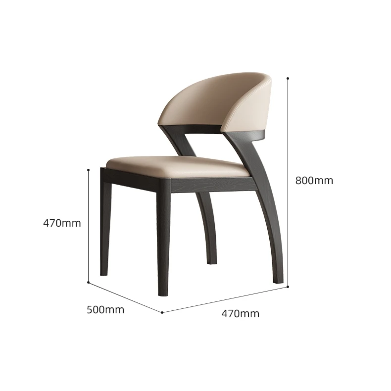 Krzesła do jadalni Marsiling Luxury, skórzane, z litego drewna, wyściełane krzesło z oparciem do jadalni, kuchni, gabinetu.