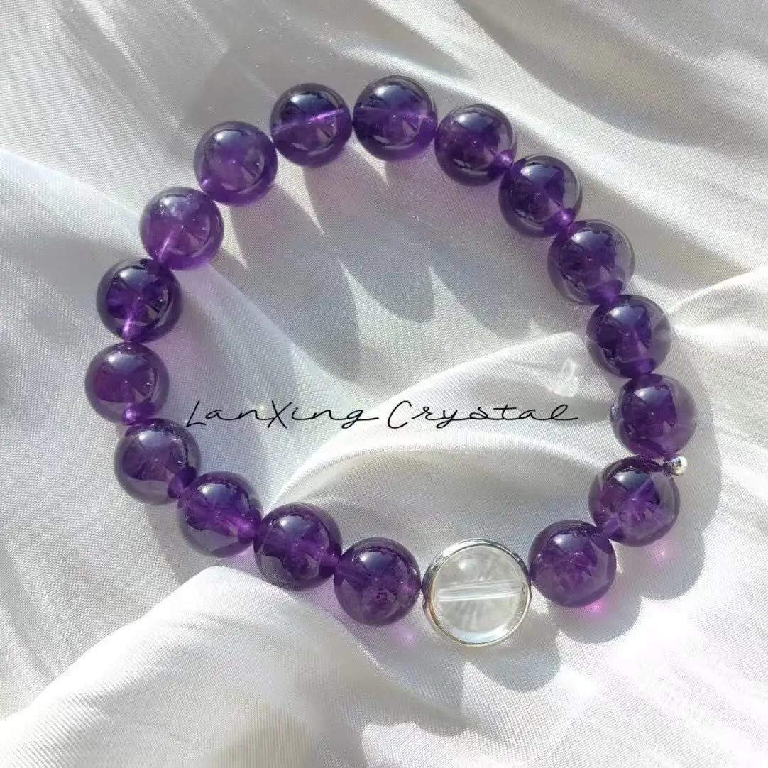 

Natural Amethyst with White Crystal Bracelet, Women's Lucky Crystal Bracelet, Fashionable and Light Luxury