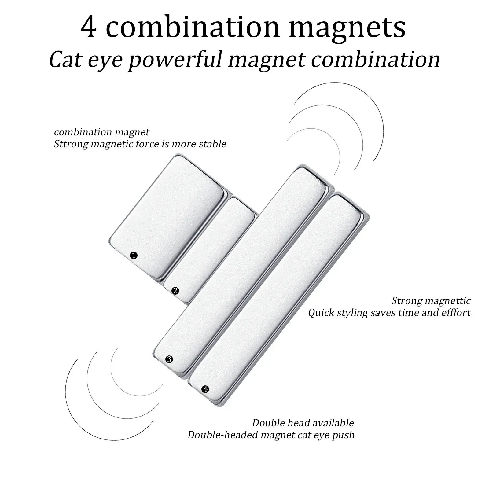 Cat Eye Nail Magnetic Stick 4 Combination Magnets for UV Gel 3D Line Strip Effect Multi-function Magnet Board Nails Art Tool