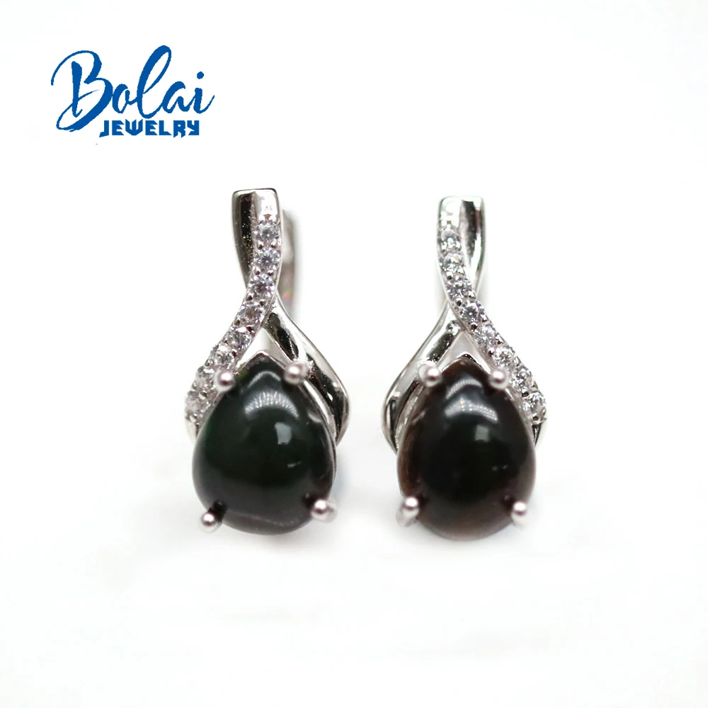 

Серьги из натурального Эфиопии, черный опал, груша, 7*9 мм, 2,8 карата, настоящий опал, ювелирные изделия, серебро 925 пробы для женщин, повседневная одежда