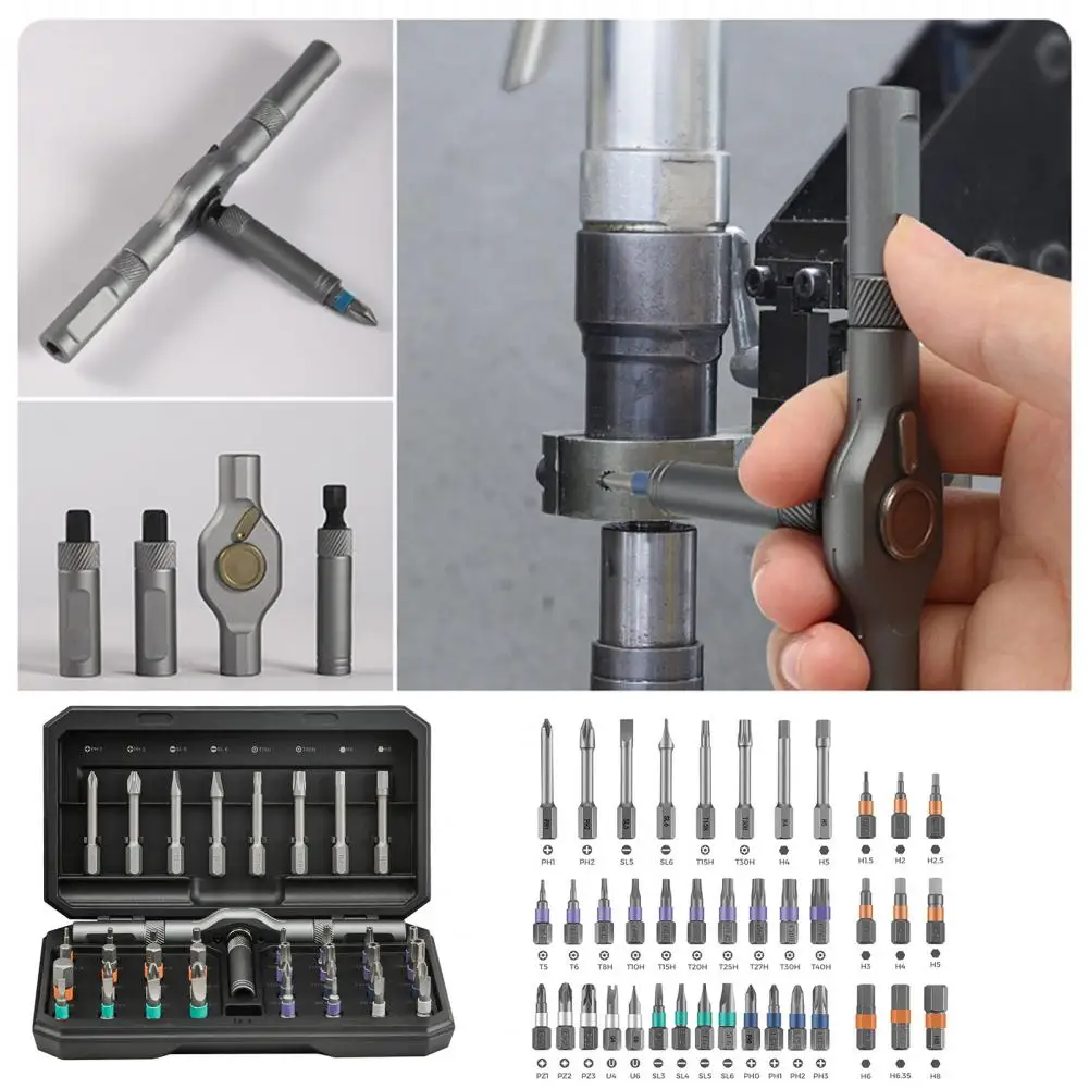 Quick Drill Bit Replacement Ratcheting Screwdriver Versatile 42-in-1 Magnetic Screwdriver Set with for Electronic for Home