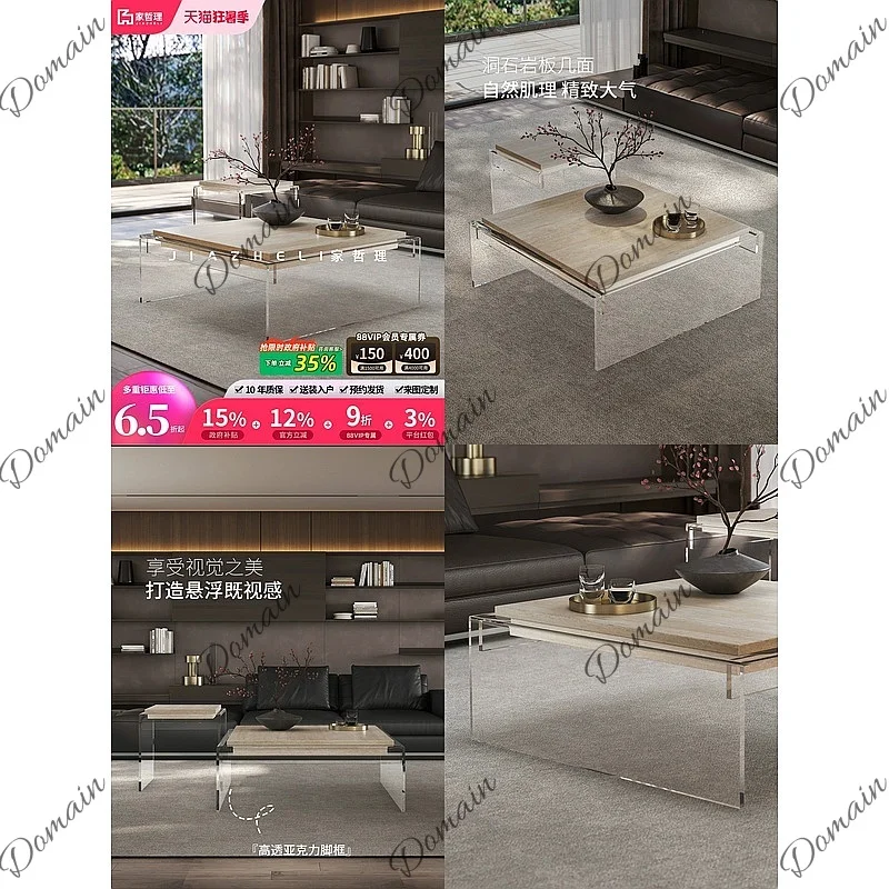 2026 New Mid-Century Modern Italian Minimalist Wabi-Sabi Artistic Coffee Table for Living Room