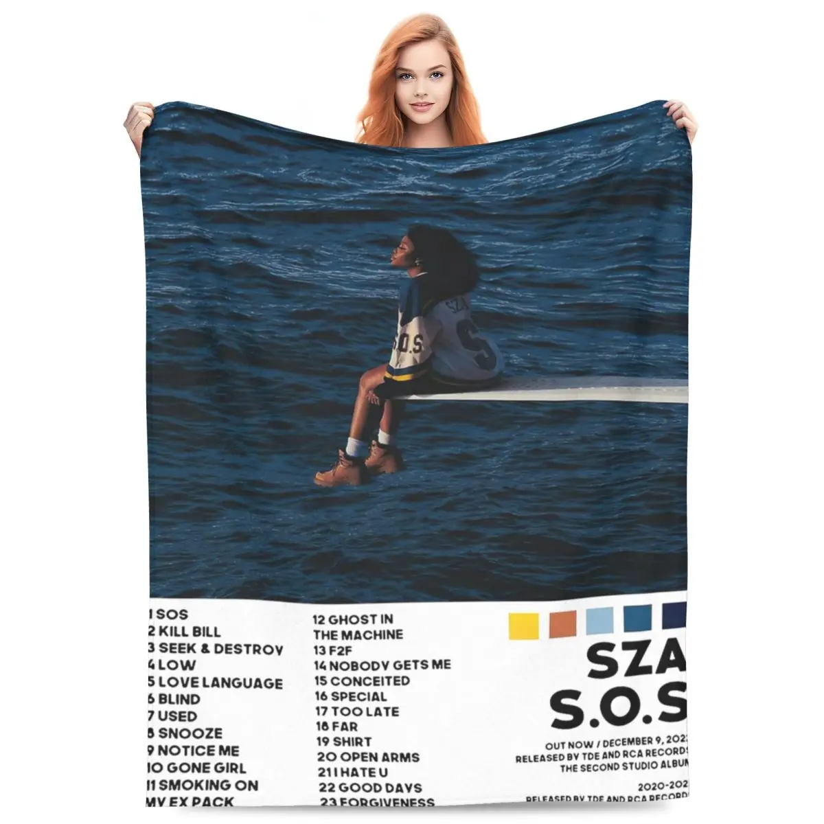 SZA Tracklist Album Cover Merch Blanket Velvet Bedding SOS Music Throw Blankets Comfortable Super Warm for Outdoor Bedding Throw