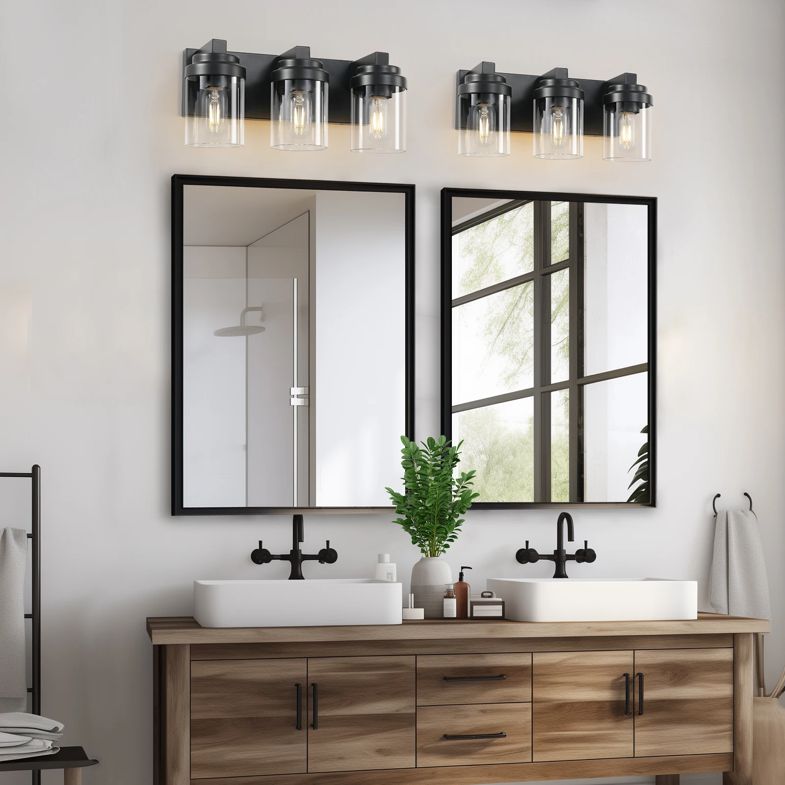 

Z001003-W3B Transparent Glass Lampshade Mirror Front Light, Rust-Proof and Waterproof, Suitable for Bathroom Vanity, Power Supply Hardwired, Compatible with E26 Light Source, Safety Certified, Minimalist Style