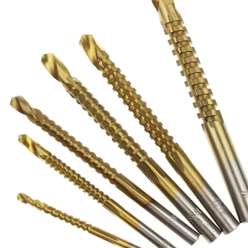 HSS Twist Drill Bits Set 3-8mm Serrated Grooving Cutting Tap Spiral Saw Wood Metal Plastic Hole Saw Titanium Drill Tools gallery 5