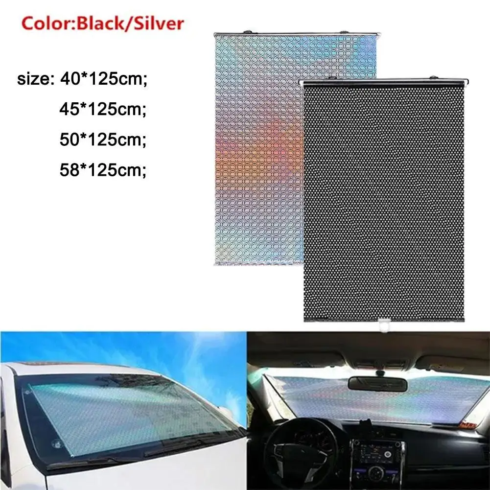 Sunshade Roller Blinds Car Sun Visors Window Roller Suction Cover Nail-free Curtains Retractable Cup Sunshade Blackout Curt E4O2