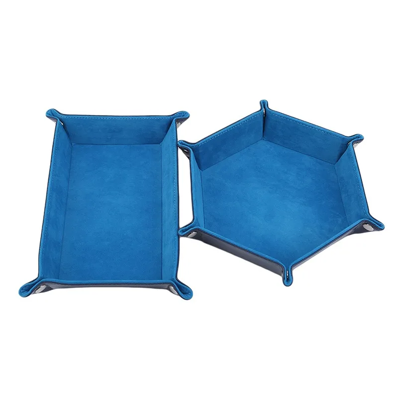 Earrings, Necklaces, Bracelets Jewelry Storage Tray Table Games Key Wallet Coin Trays Sundries Tray PU Leather Folding Dice Tray image 6