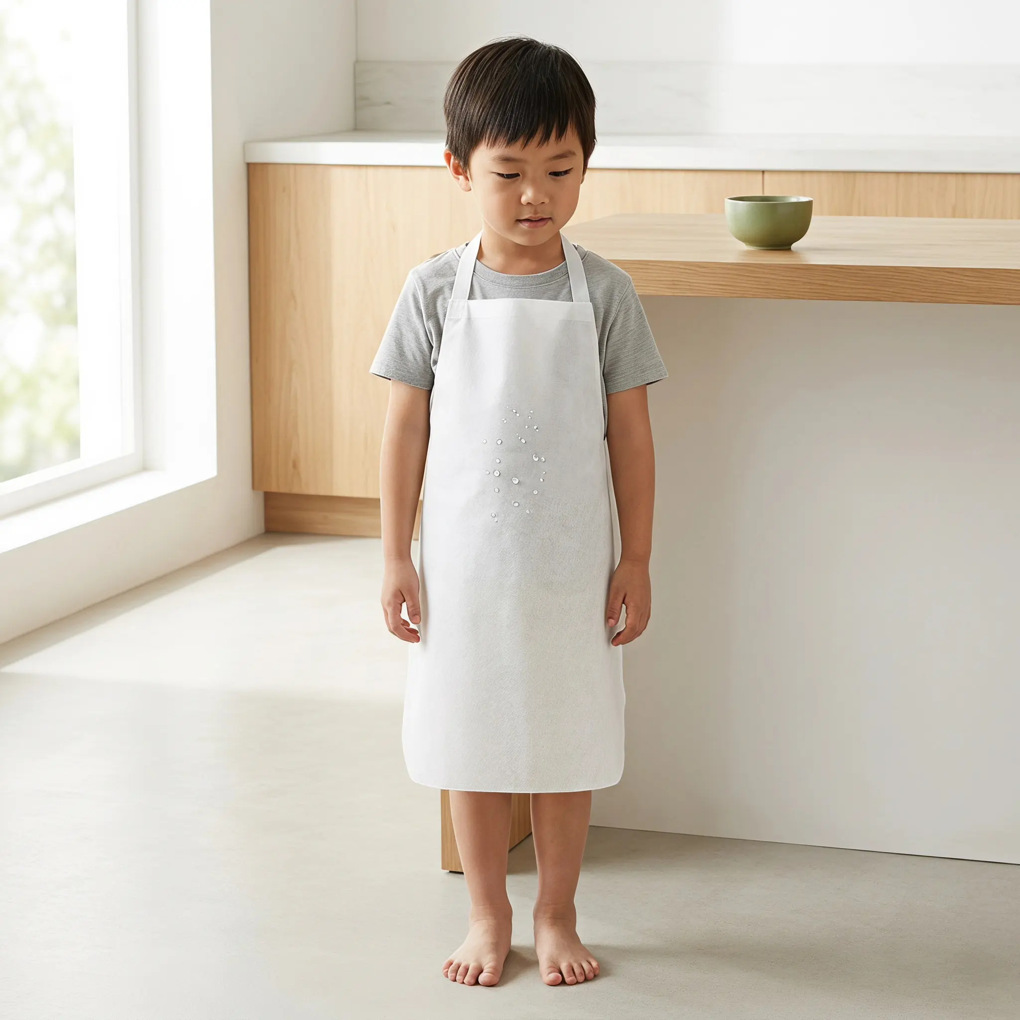 10Pcs White Waterproof Children Aprons Non-Woven Kids Painting Aprons for Drawing Baking Craft Learning Kids Apron