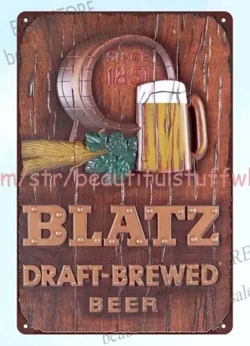 Blatz Draft Brewed Beer pub bar drink metal tin sign living room wall art