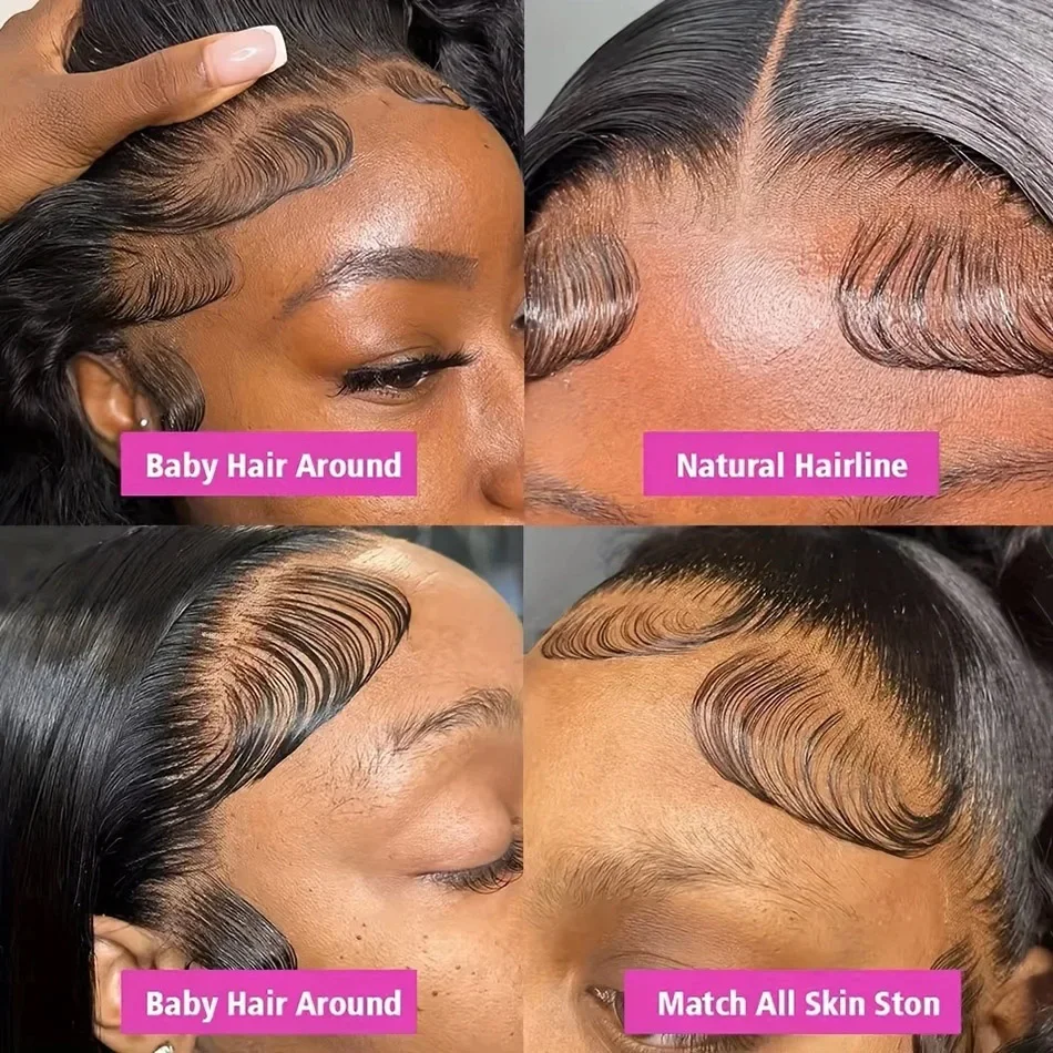 Boby Wave Human Hair Wigs 13x6 HD Transparent Lace Front Wig Human Hair 13x4 For Women Brazilian Virgin Lace Frontal Wig 250% Density Pre Plucked Black 40 Inch Glueless Wigs