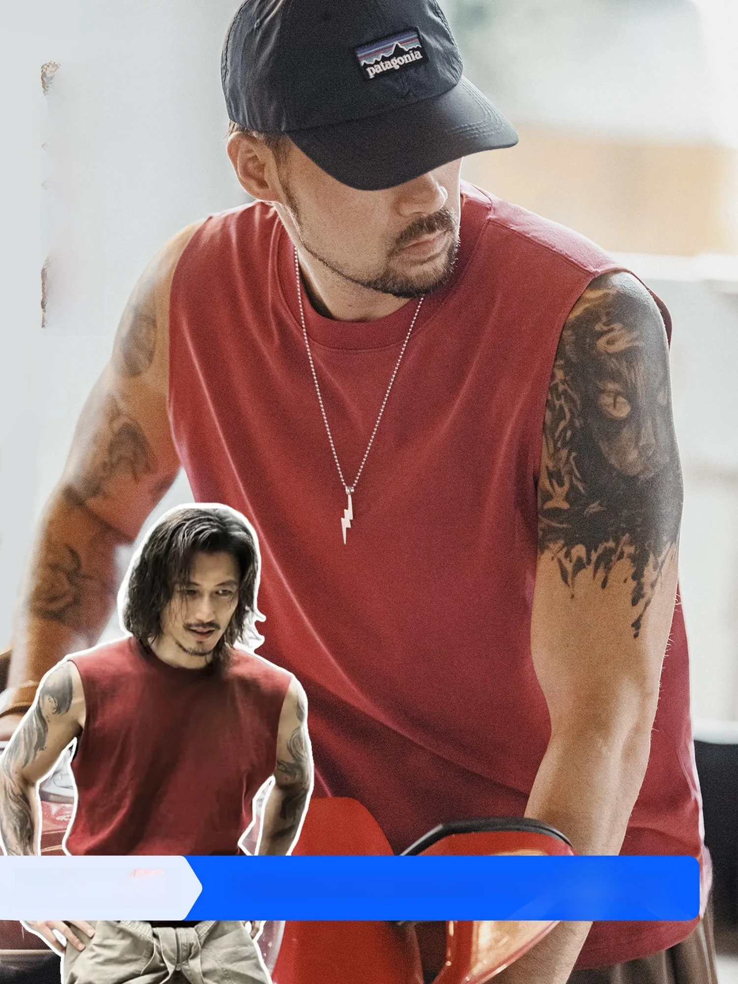 

Maden American Sle Red Vest Trendy Fitn Svel Cotton T-irt Men Summer round Ne Sweaa Casual Knitted Vest