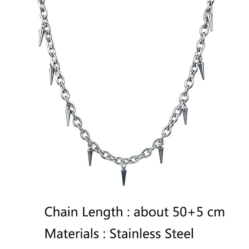 Stainless Steel Chains Rivet Choker Necklace for Men Hiphop Punk Neck Jewelry Short Collar Chain With Pendant Gothic Accessories