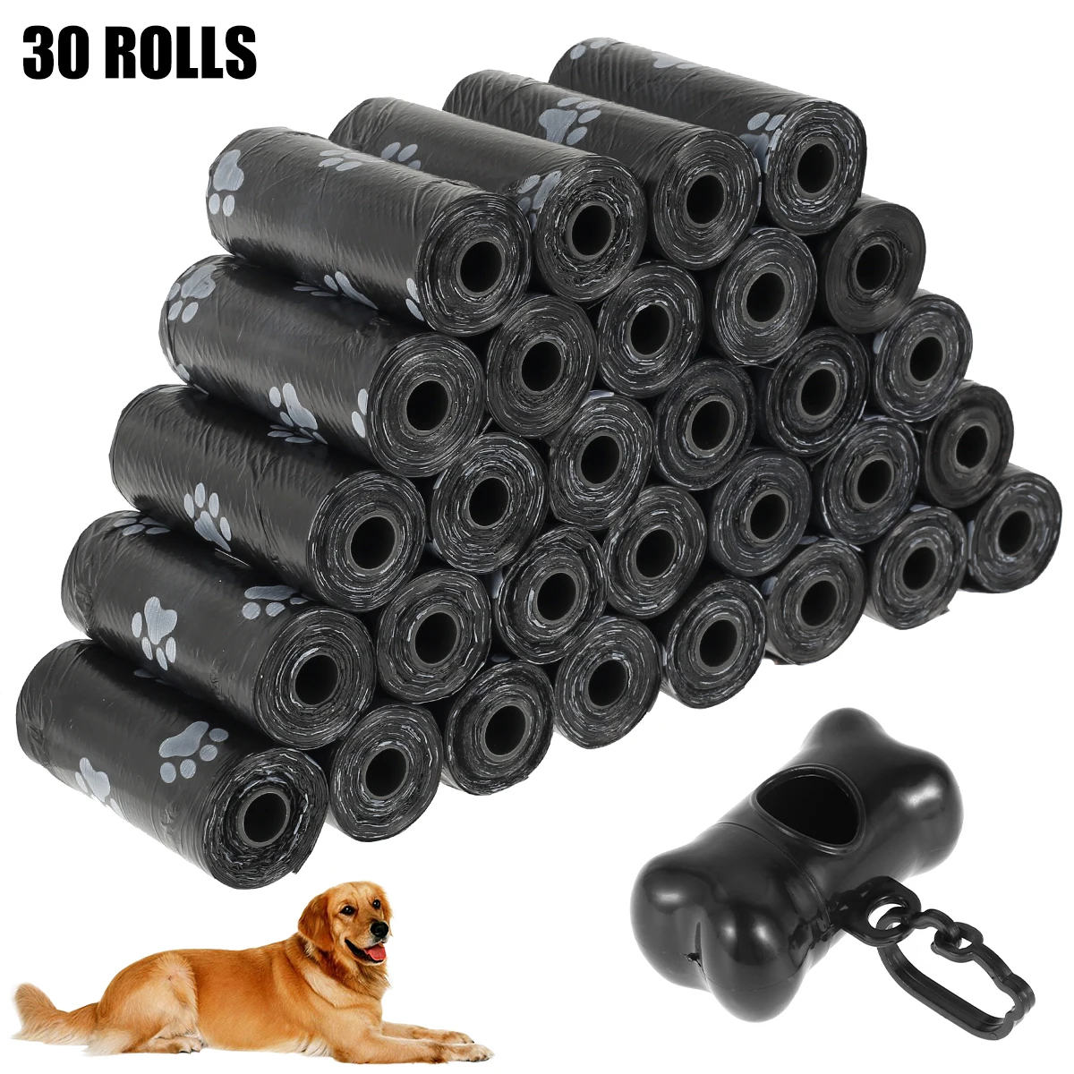 30Roll Dog Poop Bags Disposable Pet Waste Bags Dog Waste Bags Design Pet Poop Clean Pick Up Bone Bag Dispenser Tools